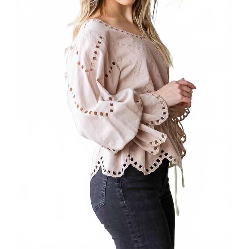 NEW OLI & HALI coco peasant top in beige - Picture 4 of 10